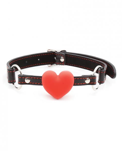 Plesur Heart Ball Gag W/red Hearts - Black