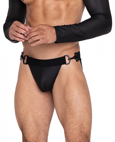 Master Jockstrap W/hook & Ring Closure & Contoured Pouch Black Lg