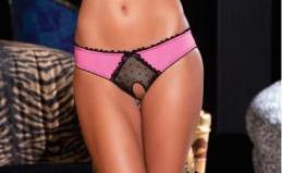 Crotchless Frills Panty With Back Bows Pink S/M