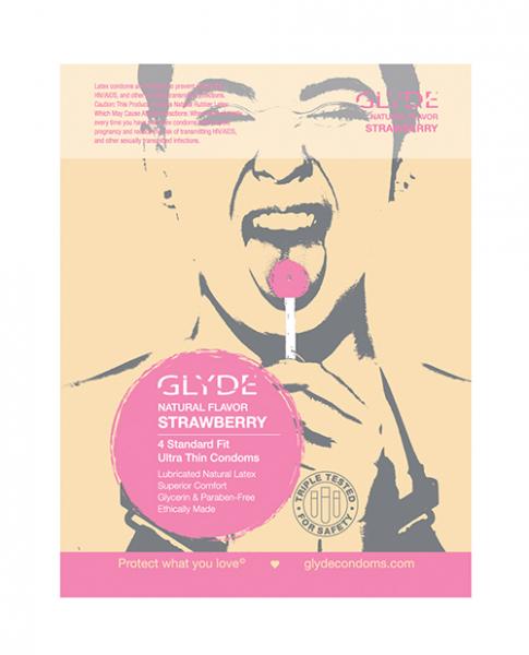 Glyde  Natural Flavor Condom Strawberry 4pk