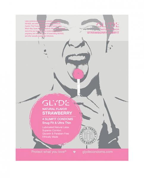 Glyde Slimfit Natural Flavored Stawberry Condom 4pk