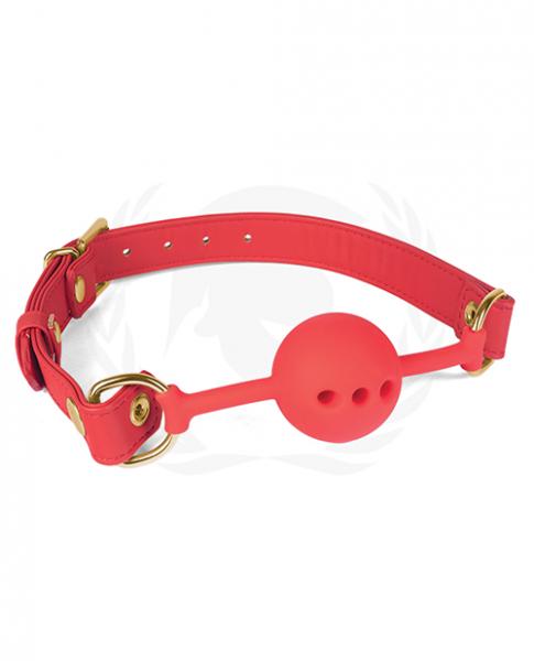 Spartacus 46 Mm Red Silicone Ball Gag With Red Pu Strap