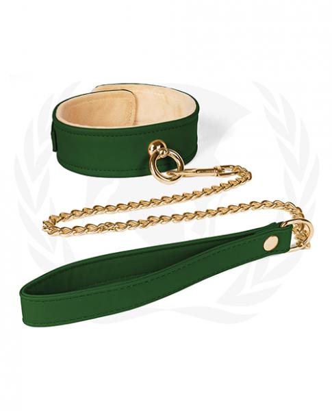 Spartacus Plush Lined Pu Collar And Chain Leash