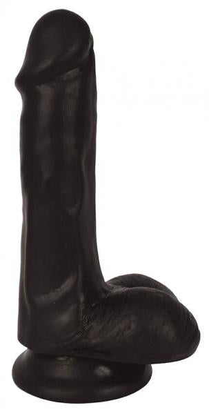 6 Inch Slim Dildo With Balls - Black