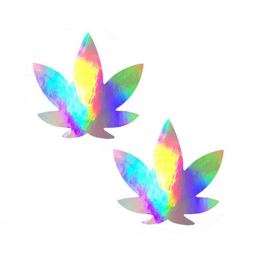 Neva Nude Pasty Weed Leaf Holographic