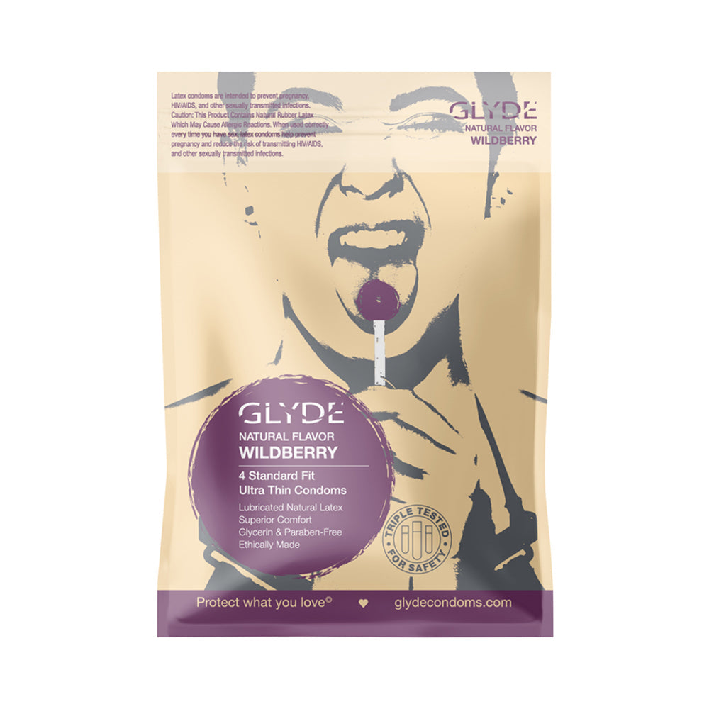 Glyde Ultra Natural  Flavor 4pk Wildberry Condoms