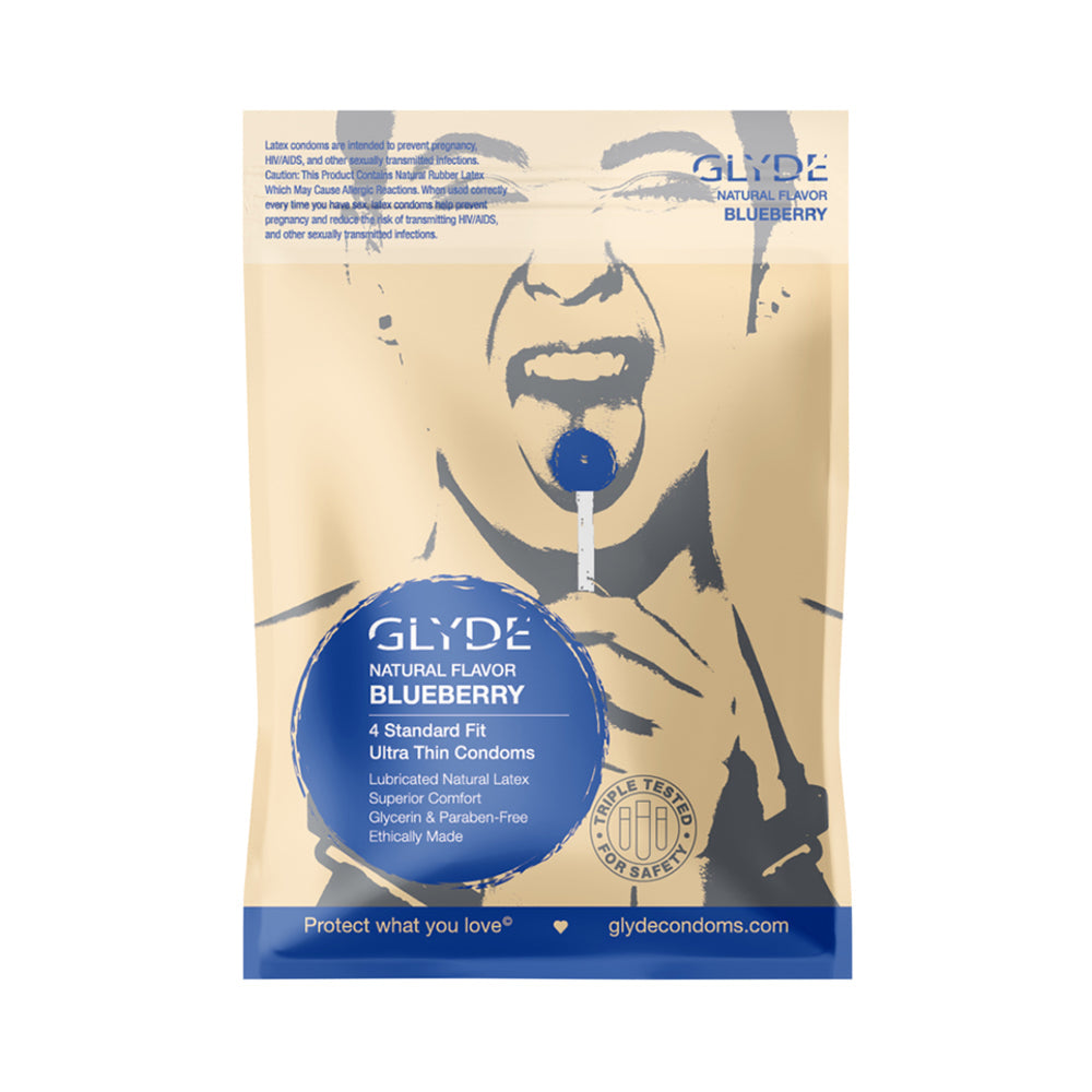 Glyde Ultra Natural Flavor Condom Blueberry 4pk