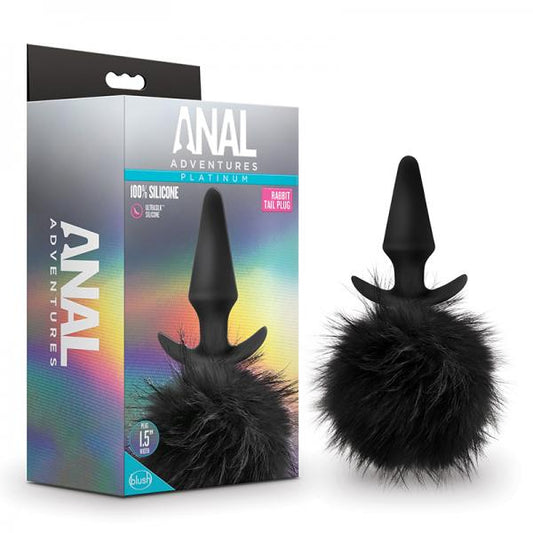 Blush Anal Adventures Platinum Rabbit Tail Plug - Black