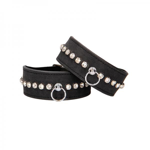 Ouch Diamond Studded Wrist Cuffs - Black