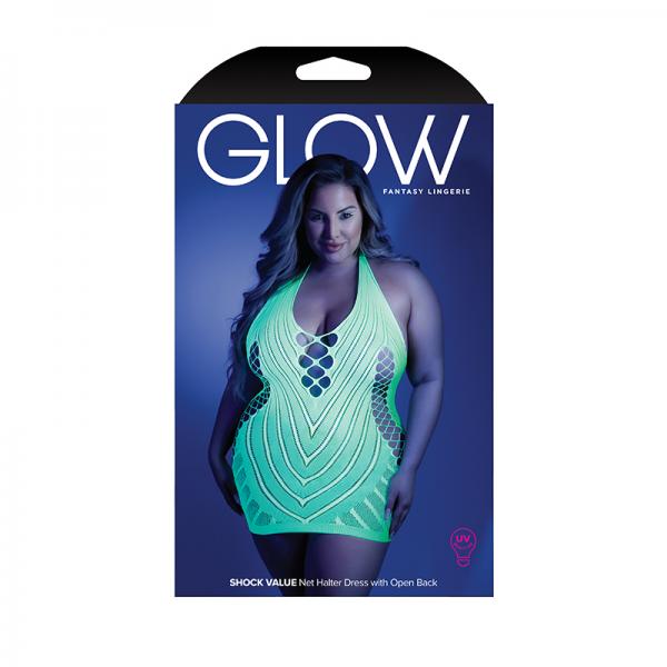 Glow Shock Value Halter Dress Neon Green Qs