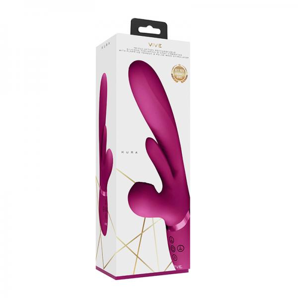 Vive Kura Rechargeable Thrusting Silicone G-spot Vibrator With Flapping Tongue And Pulse Wave Stimul