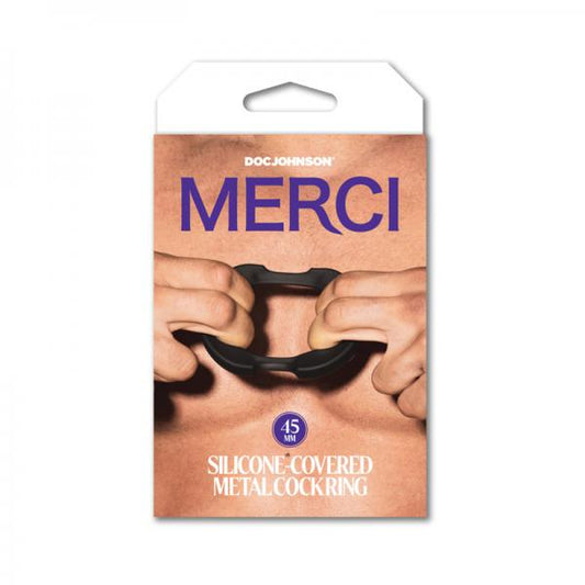 Merci Silicone Covered Metal Cock Ring 45mm Black