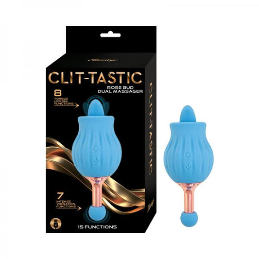 Clit-tastic Rose Bud Dual Massager Blue