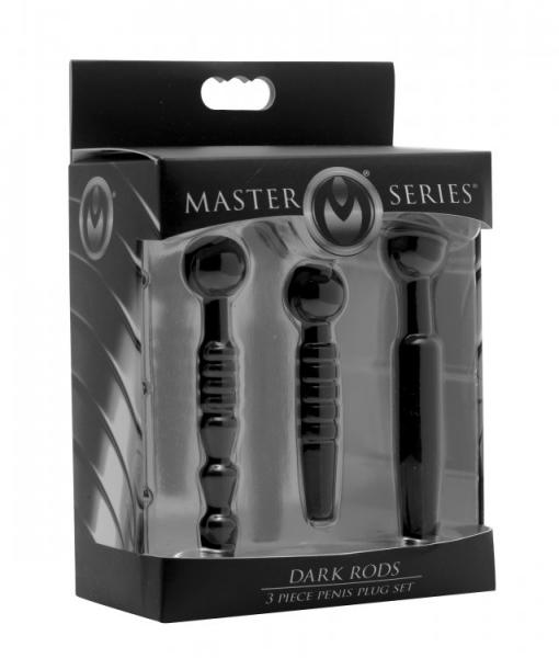 Dark Rods 3 Piece Silicone Penis Plug Set Black