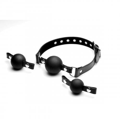 Strict Interchangeable Silicone Ball Gag Set Black