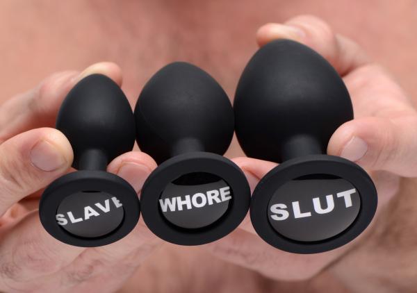 Dirty Words Anal Plug Set 3 Piece Black Plugs