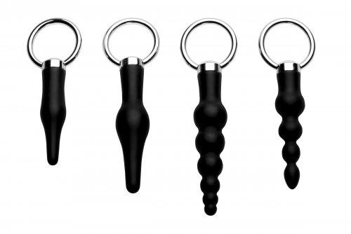 4 Piece Silicone Anal Ringed Rimmers Set Black