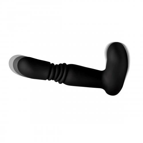 Silicone Thrusting Anal Plug With Remote Control Black