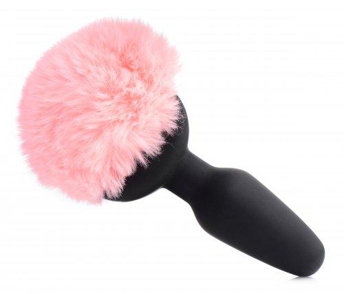 Pink Bunny Tail Vibrating Anal Plug