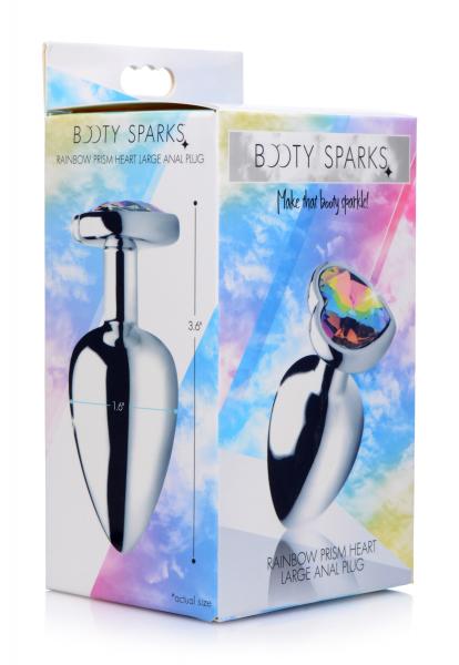 Bootysparks Rainbow Prism Heart Anal Plug - Large