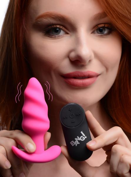 Remote Control 21x Vibrating Silicone Swirl Butt Plug - Pink