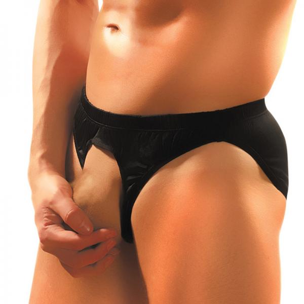 Male Power Nylon Lycra Pouchless Briefs Black OS