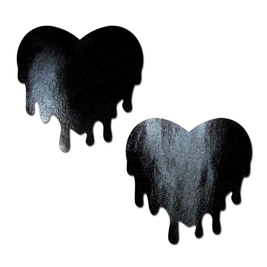 Pastease Faux Latex Black Melty Hearts