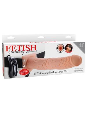 Fetish Fantasy 11 inches Vibrating Hollow Strap On Beige