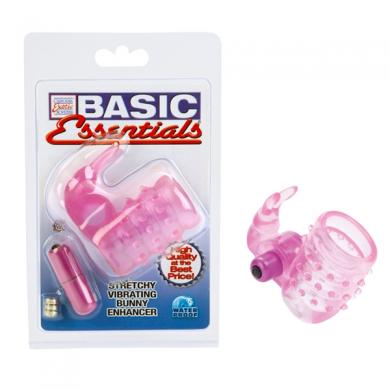 Basic Essentials Stretchy Bunny Enhancer Vibrating Pink