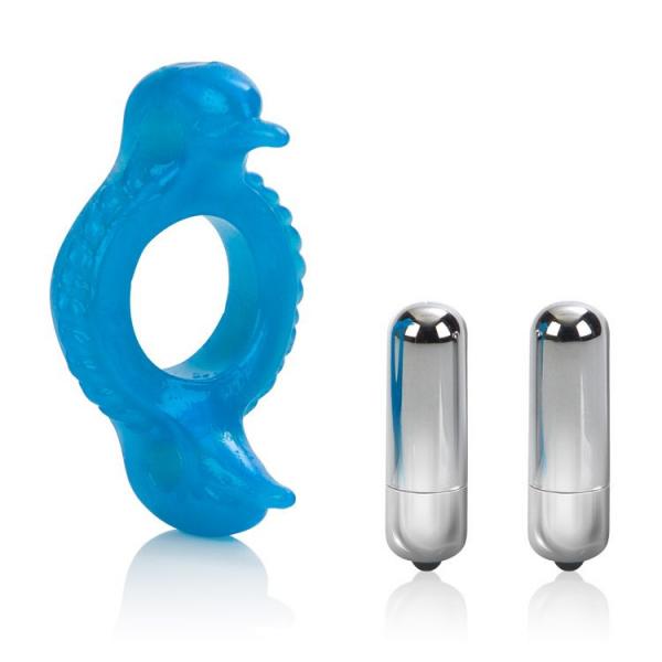 Double Dolphin Enhancer Ring Blue