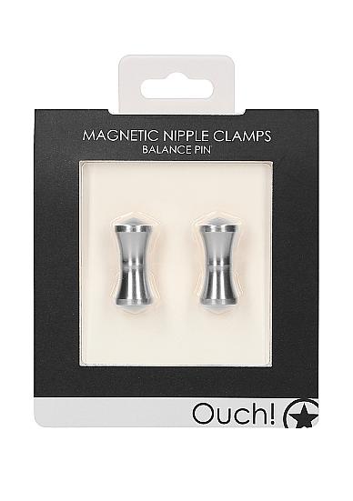 Ouch Magnetic Nipple Clamps - Balance Pin - Silver