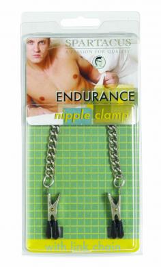 Spartacus Endurance Nipple Clamps With Curbed Chain Rubber Tipped