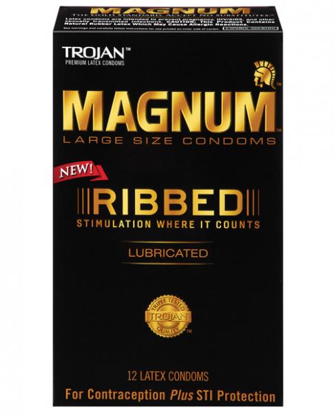 Trojan Magnum Ribbed 12 Pack Latex Condoms